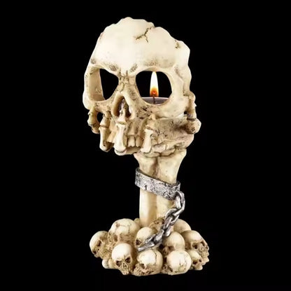 Skull Hand Candle Holder - Realistic Details, Placed On The Tabletop, Lit Candles, Is A Combination Of Personality And Art