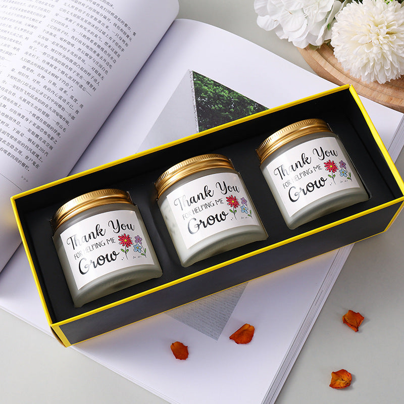 Set Of 3 Scented Candles - Text And Patterns Can Be Printed On The Surface
