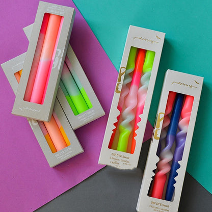 Design Spiral Handmade Colored Wax Neon Candles For Creative Gifts
